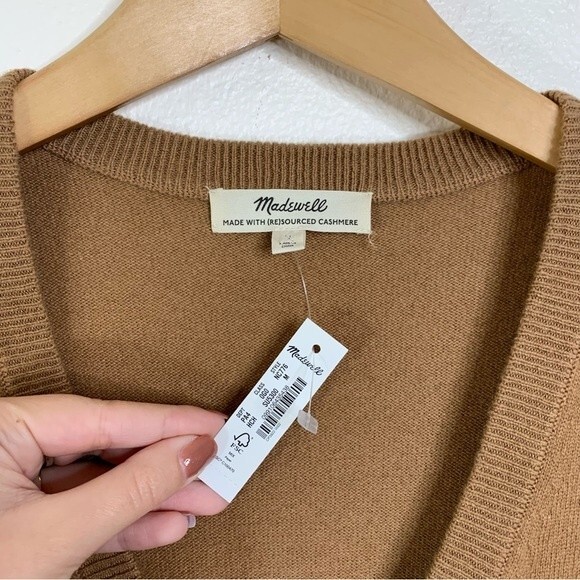 Madewell (re)Sourced Cashmere Camel Brown Long Sleeve Dress Size Medium - Picture 4 of 7
